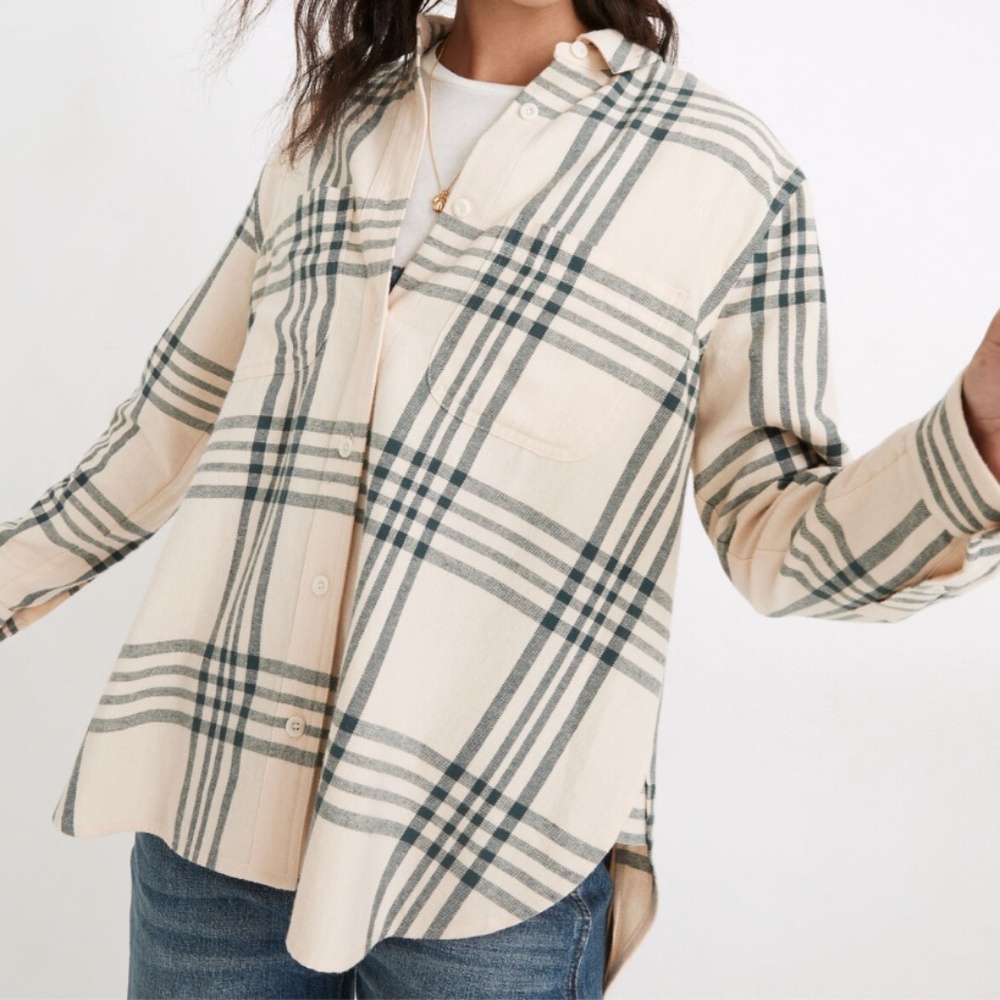 Madewell Oversized Ex-Boyfriend Swing Shirt in Windowpane Size Large